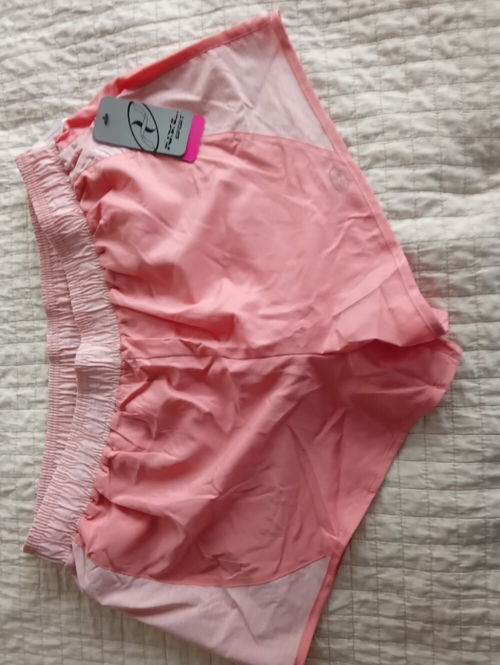 New York Laundry Coral Pink/Apricot Athletic Shorts with Liner And Elastic Waist